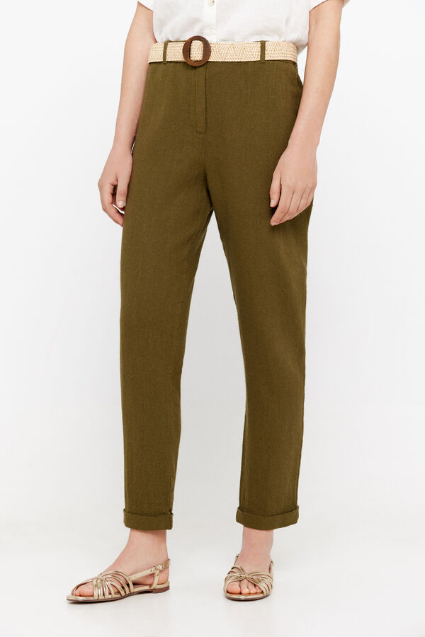 Cortefiel Pantal&oacute;n de lino Kaki