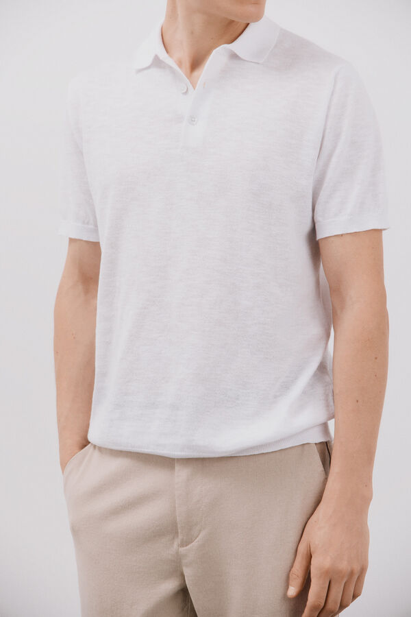 Cortefiel Suéter polo de algodão manga manga curta Branco