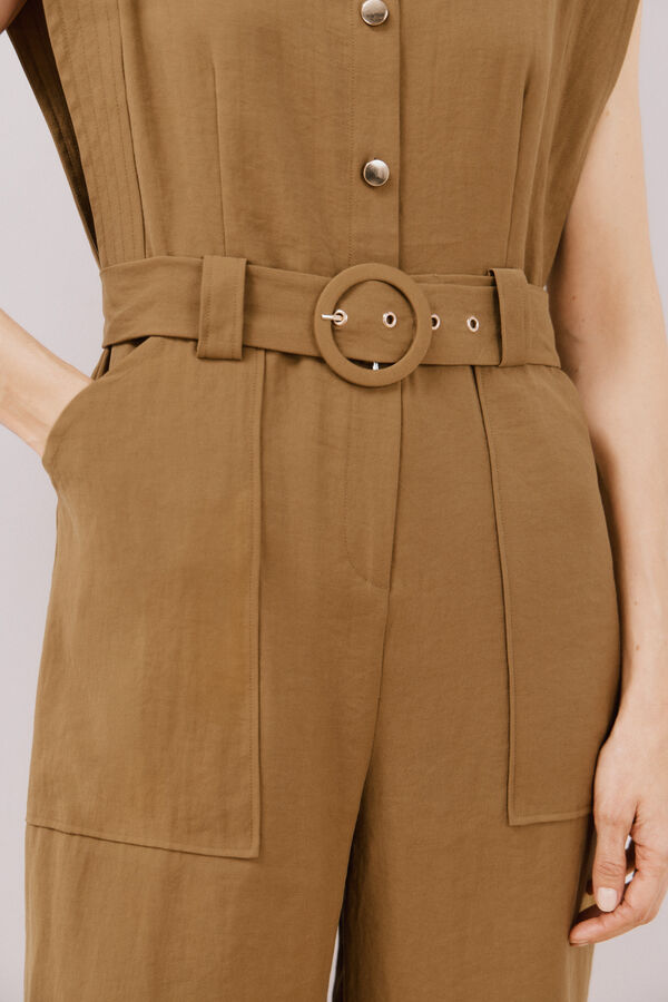 Cortefiel Mono con cintur&oacute;n al tono Kaki