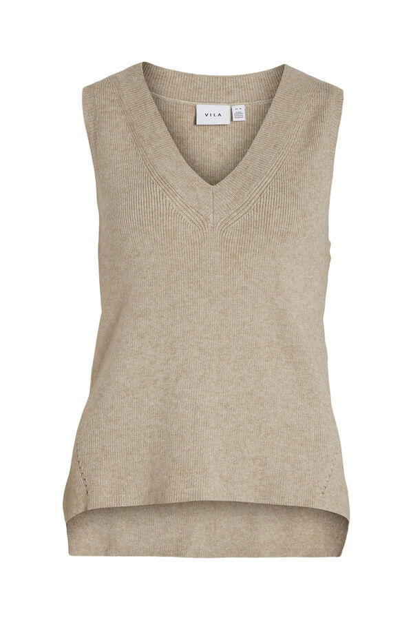 Vila Colete de mulher b&aacute;sico de malha Castanho