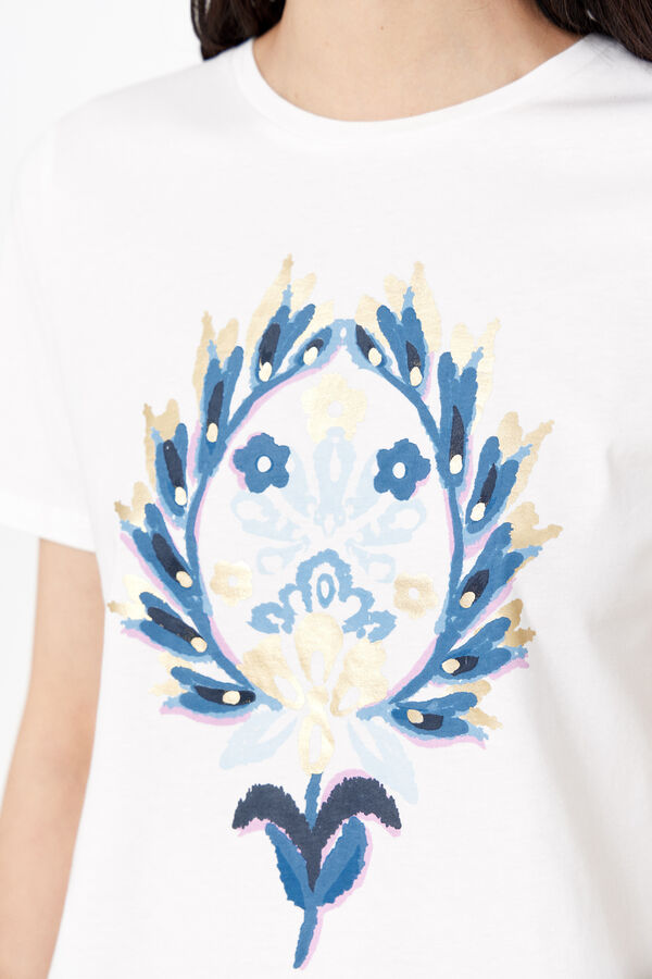 Cortefiel T-shirt estampado floral Branco