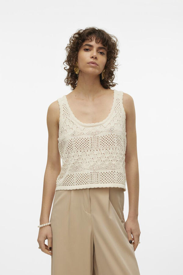 Vero Moda Top de malha detalhes rendilhados  Cinzento