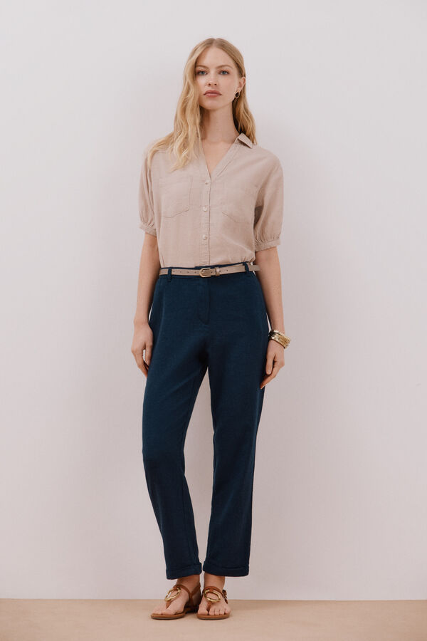 Cortefiel Cal&ccedil;as de linho Azul