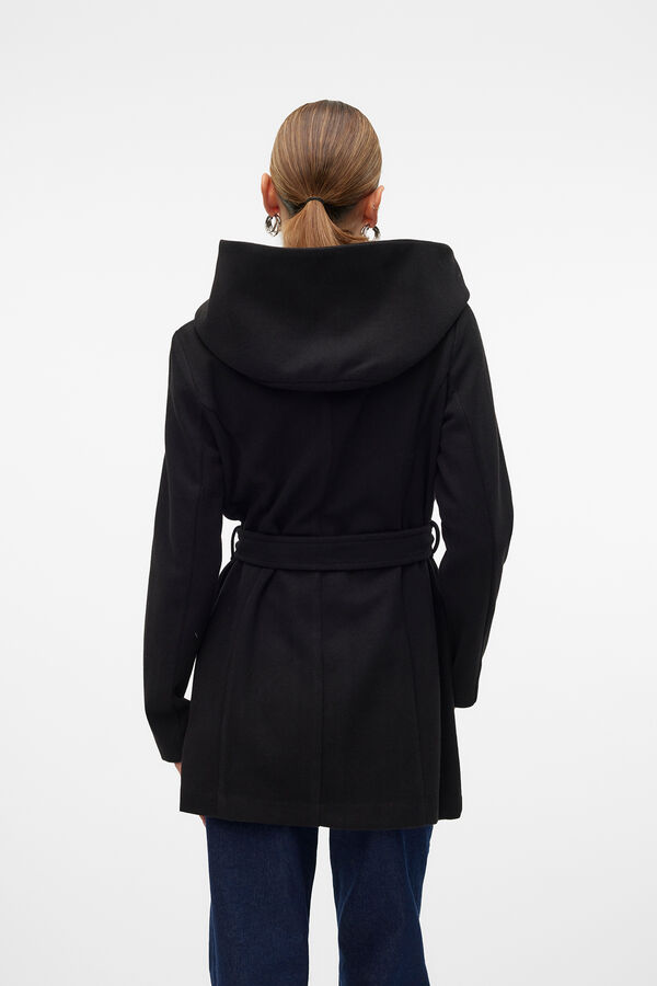 Vero Moda Sobretudo curto de tecido com capuz Preto