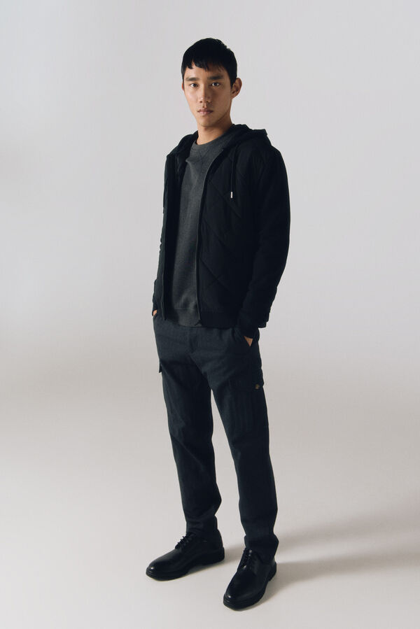 Cortefiel C&aacute;rdigan capucha tejido combinado Negro