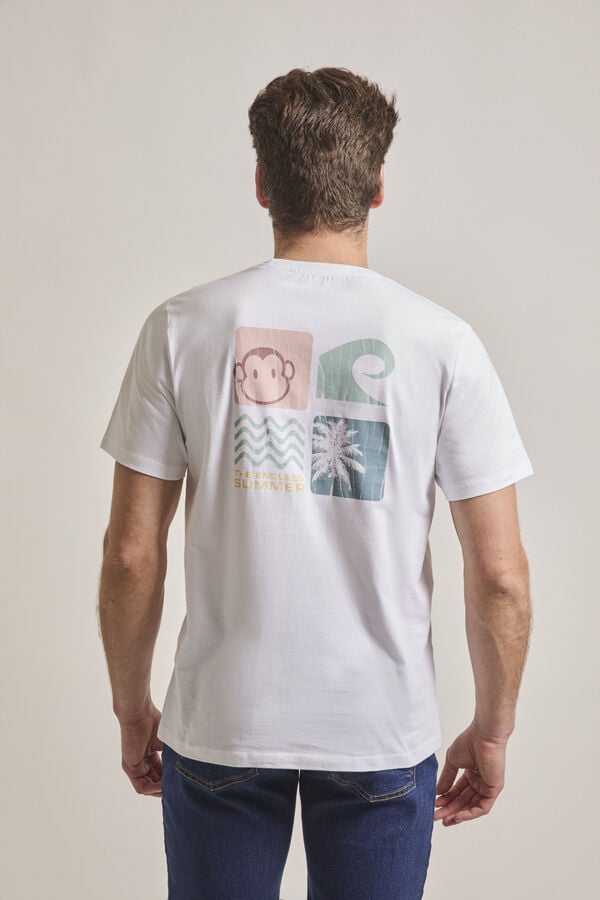 Street Monkey Camiseta manga curta da moda Branco