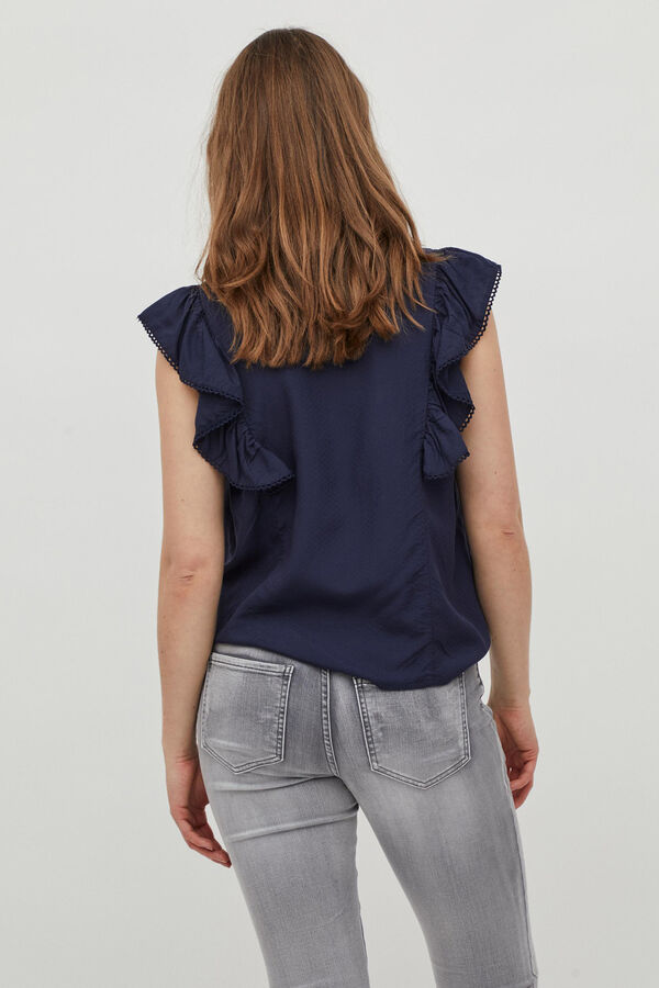 Cortefiel Blusa de folhos Azul