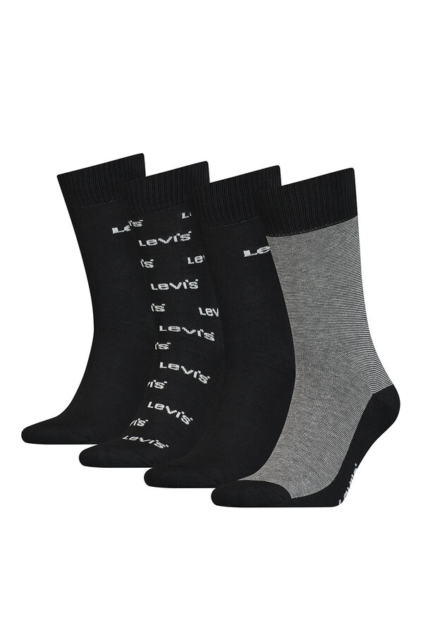 Cortefiel Caixa de presente com 4 pares de meias Levi's altas para homem com banner e logo Preto