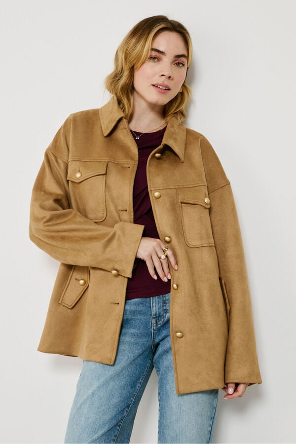 Vila Chaqueta de antelina abotonada Camel