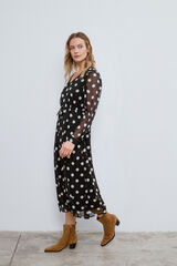 Vila Vestido midi bolinhas Preto