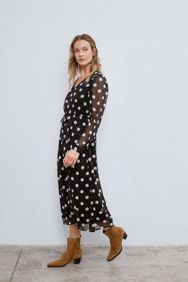 Vila Vestido midi bolinhas Preto