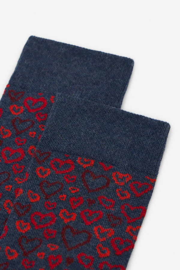 Cortefiel Meia de desenho de cora&ccedil;&atilde;o Azul