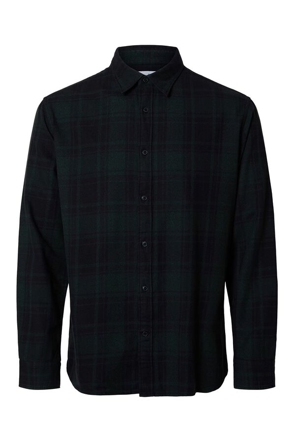 Selected Camisa de manga larga Slim Fit confeccionada con algod&oacute;n reciclado. Verde oscuro