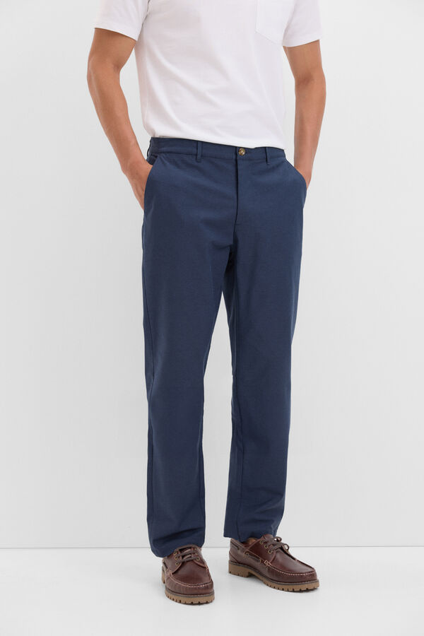 Cortefiel Pantal&oacute;n chino confort regular fit Azul marino