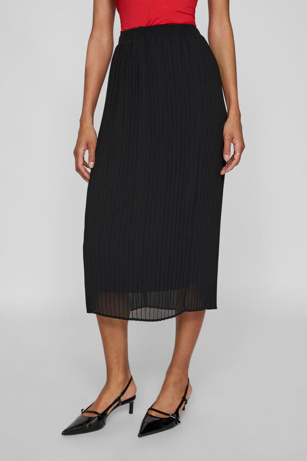 Vila Saia midi plissada Preto