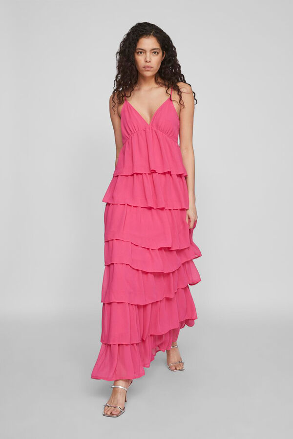 Vila Vestido de fiesta largo con volantes Rojo
