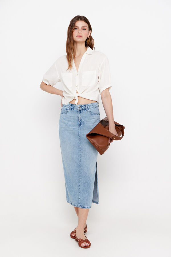 Cortefiel Falda larga vaquera aberturas Azul oscuro