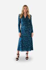 Cupl&eacute; Vestido midi punto estampado Azul