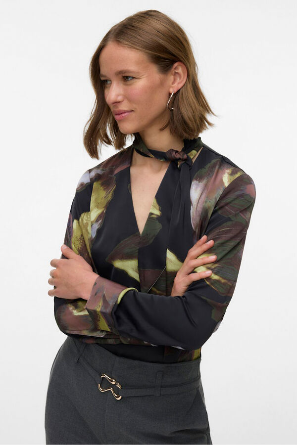 Vero Moda Camisa de manga comprida com la&ccedil;ada gola Preto