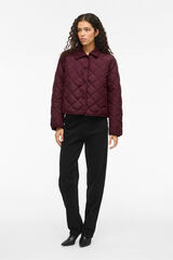 Vila Abrigo acolchado guateado con cuello de pana Granate