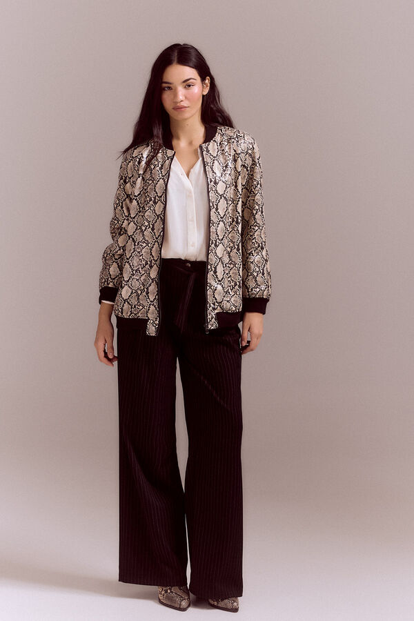 Slowlove Bomber efecto piel de serpiente Estampado blanco