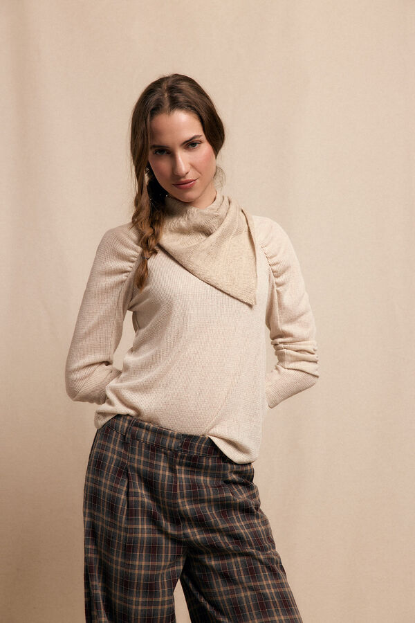 Slowlove Top com manga franzidas Ecru