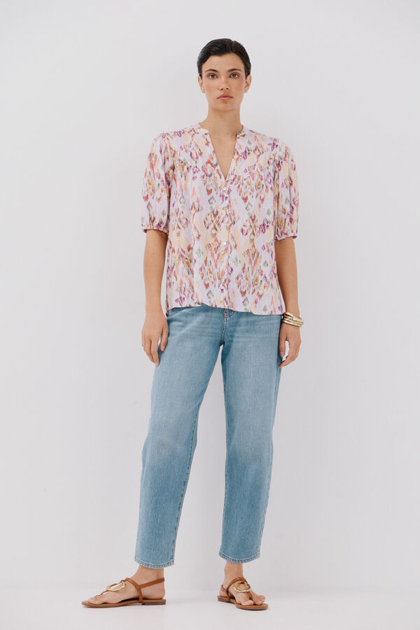 Cortefiel Blusa de manga curta Multicolorido