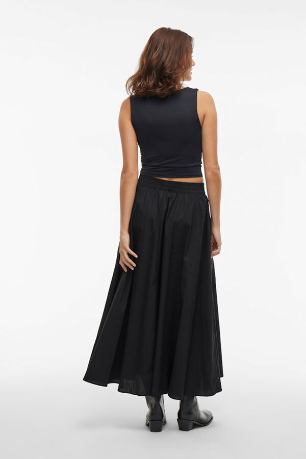 Vila Saia midi de algod&atilde;o org&acirc;nico Preto