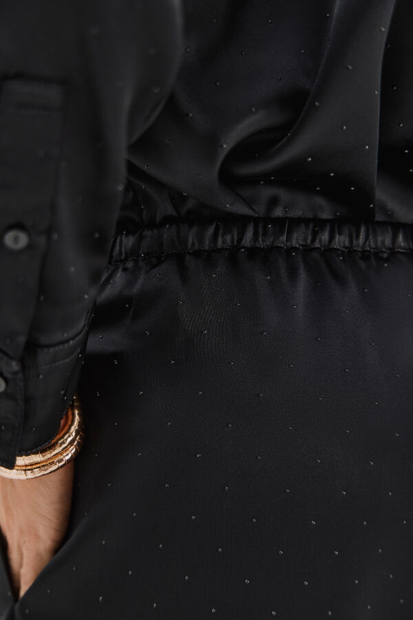 Cortefiel Pantal&oacute;n de strass Negro