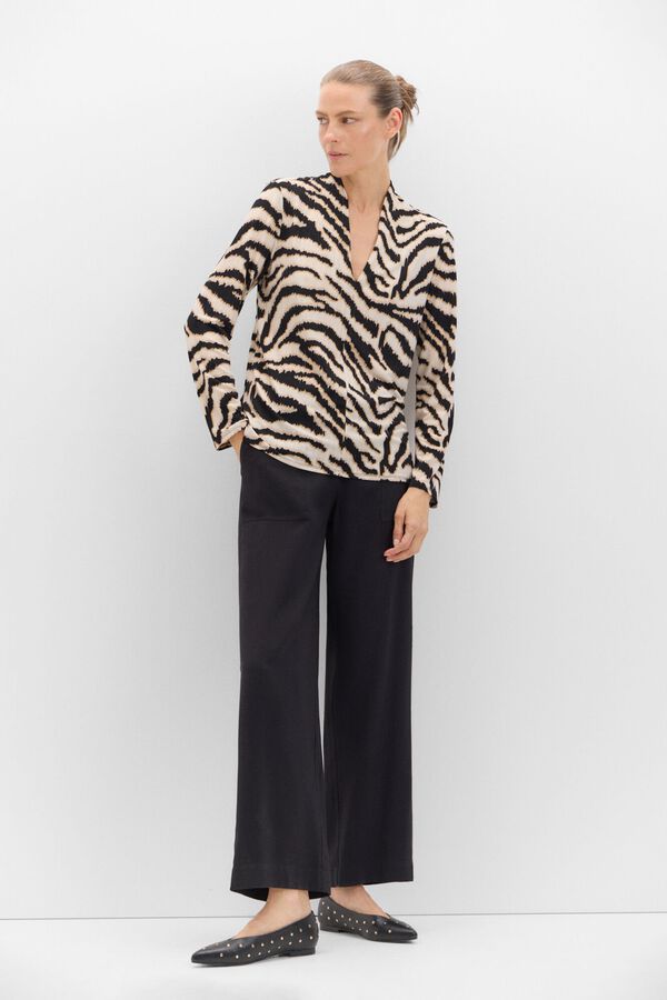 Cortefiel Camisola pesco&ccedil;o pico franzido Cinzento