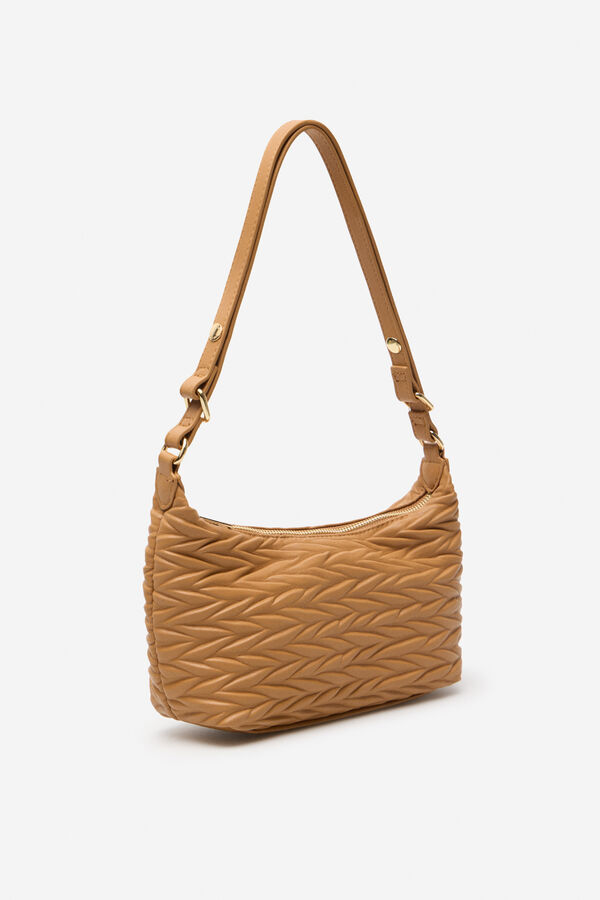 Cortefiel Bandolera gofrada espiga Beige