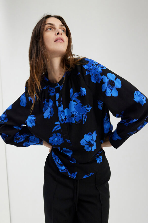 Selected Femme Camisa de manga comprida confecionado com Lenzing ECOVERO Preto