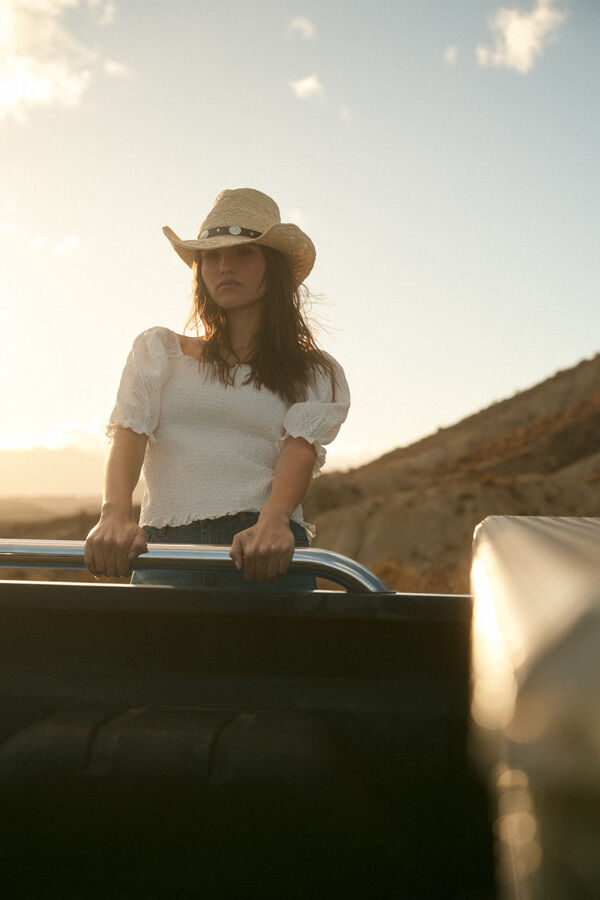 Slowlove Top corto cuerpo ajustado Blanco