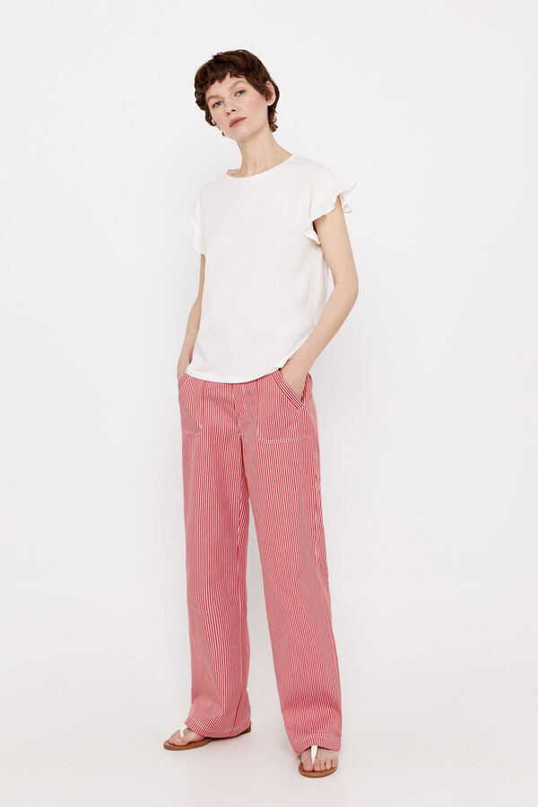 Cortefiel Camiseta volante Blanco