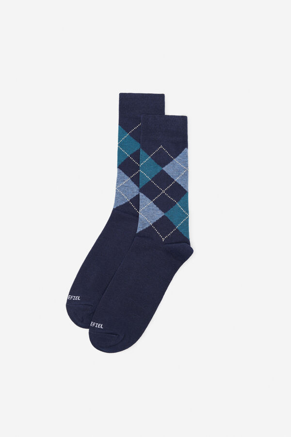 Cortefiel Calcet&iacute;n de rombos Azul marino