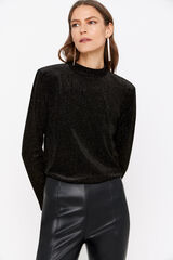 Cortefiel Top terciopelo con hombreras Negro