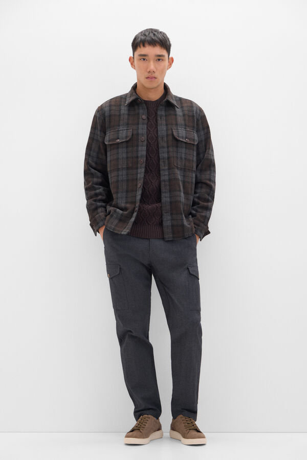 Cortefiel Sobrecamisa acolchoada xadrez Cinzento