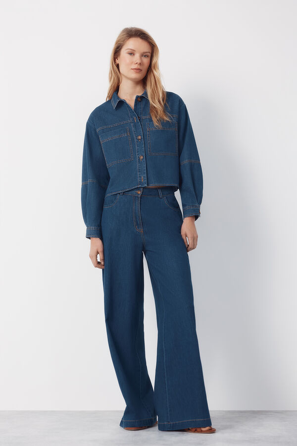 Cortefiel Jean Palazzo Soft Azul