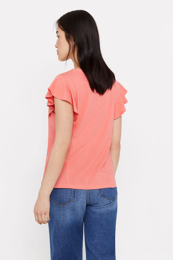 Cortefiel Camiseta cinta rústica volante Coral