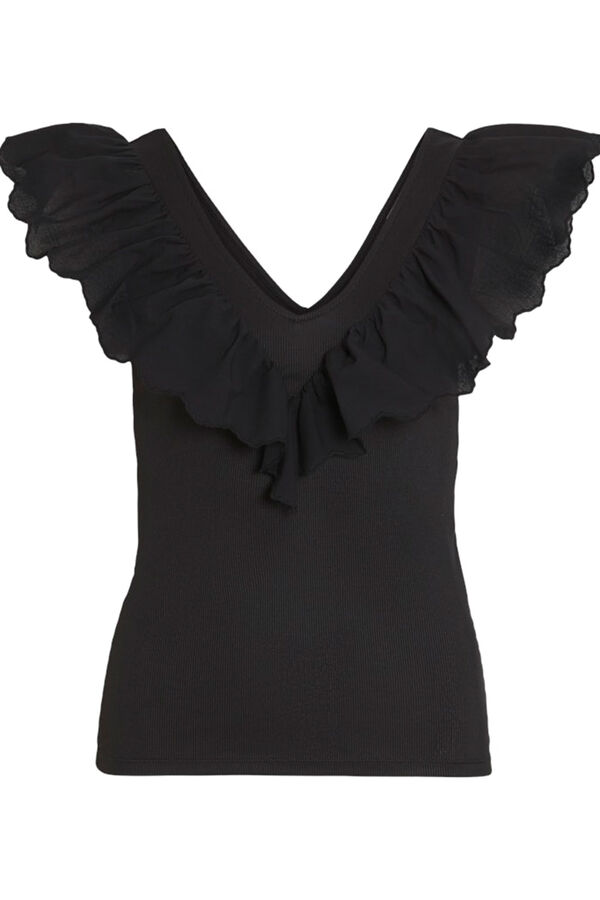 Vila Top justo com folho Preto