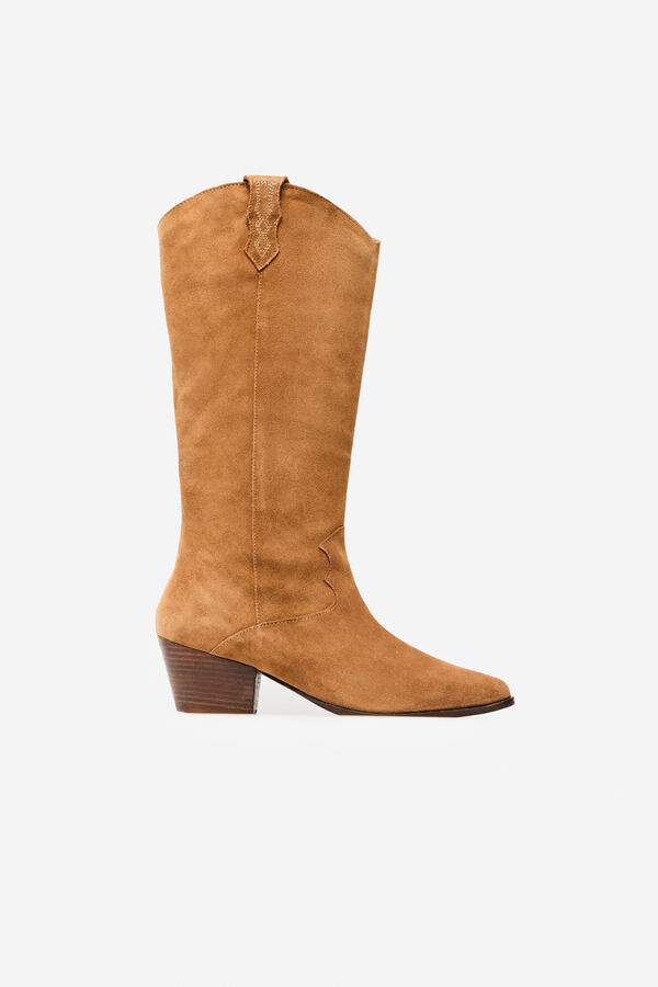 Cortefiel Bota alta cowboy b&aacute;sica Marr&oacute;n