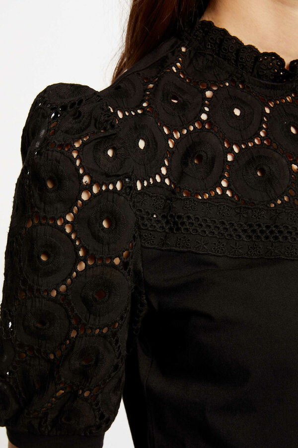 Morgan Camiseta manga corta bordada Negro