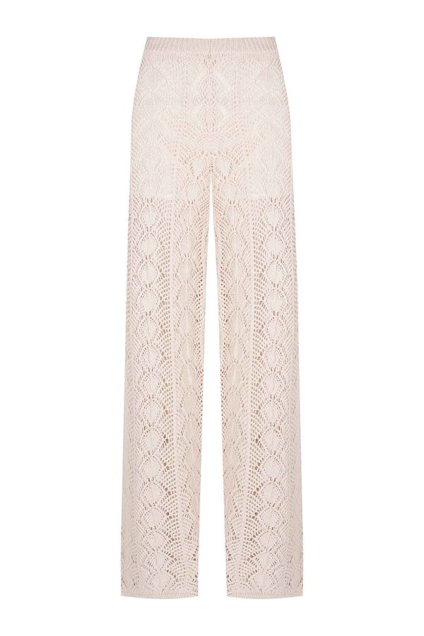 Slowlove Cal&ccedil;as compridas malha rendilhada Branco