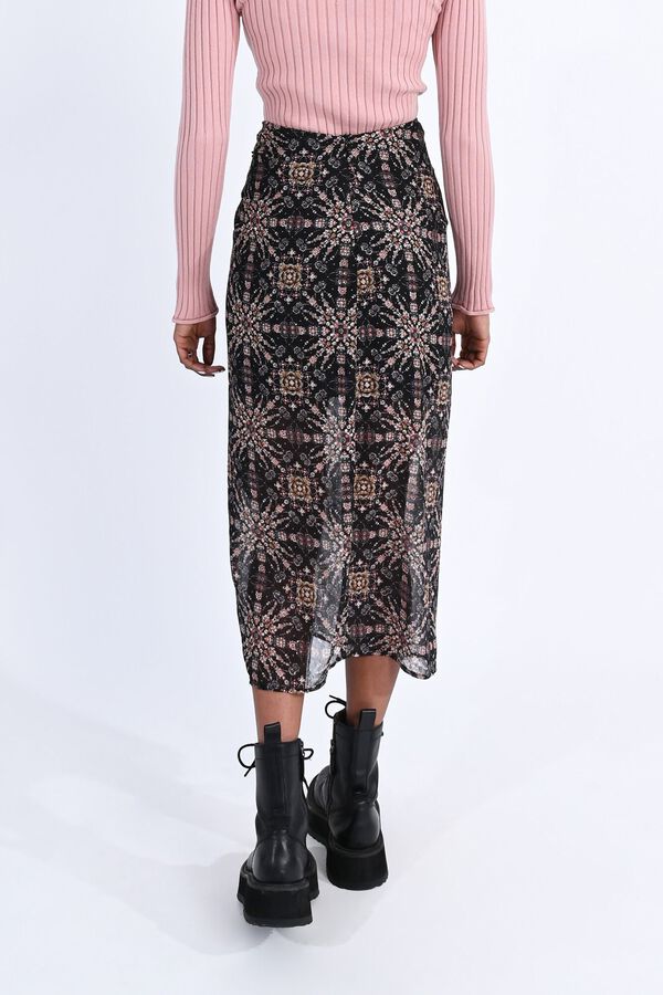 Molly Bracken Falda larga estampada con abertura Negro