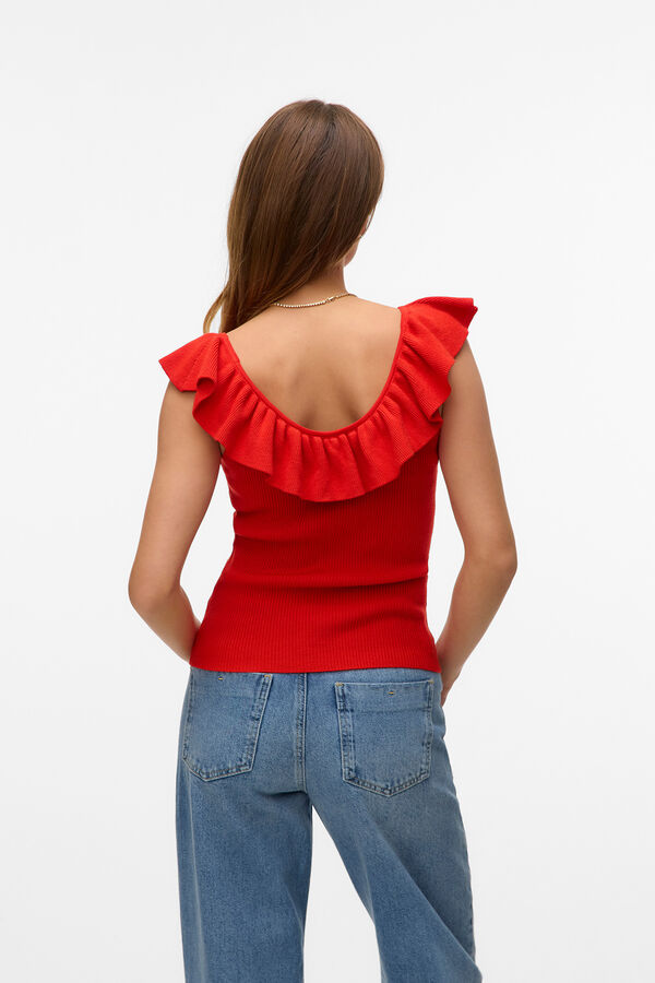 Vero Moda Top tirante grueso y volantes Vermelho