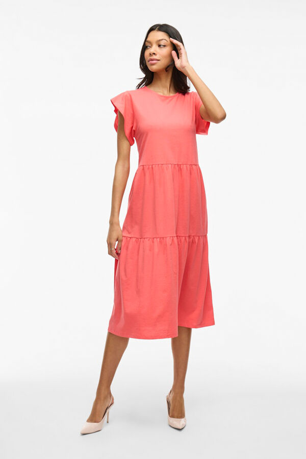 Vila Vestido midi con algod&oacute;n org&aacute;nico Rosa