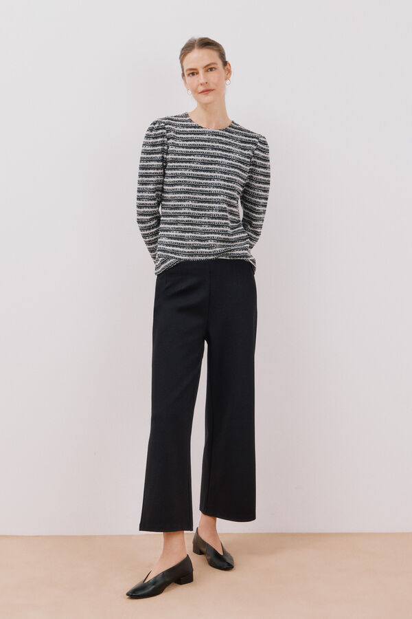 Cortefiel Top de tweed listrado Preto