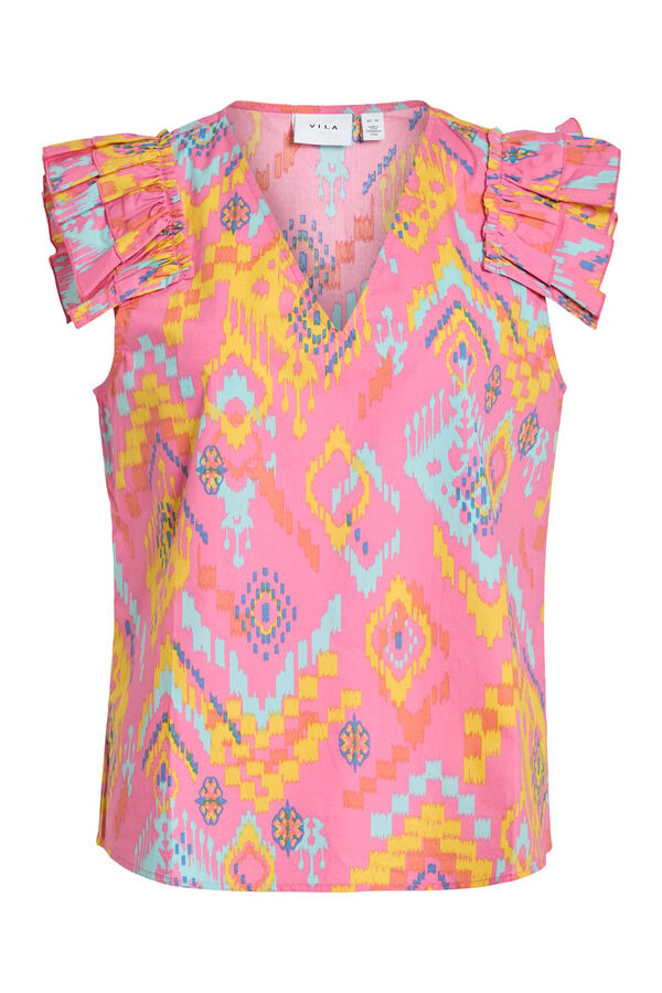 Vila Top com estampado étnica ikat Subiu