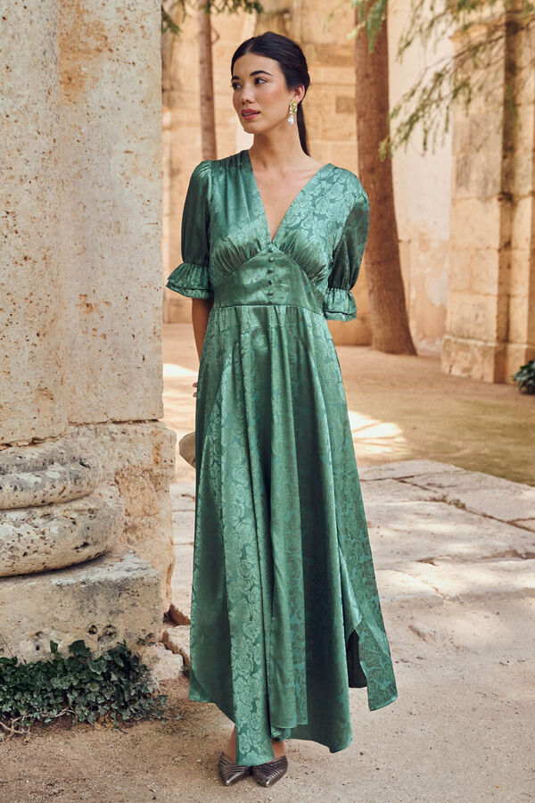 Pol&iacute;n Et Moi Vestido manga Francesa Amabella Verde