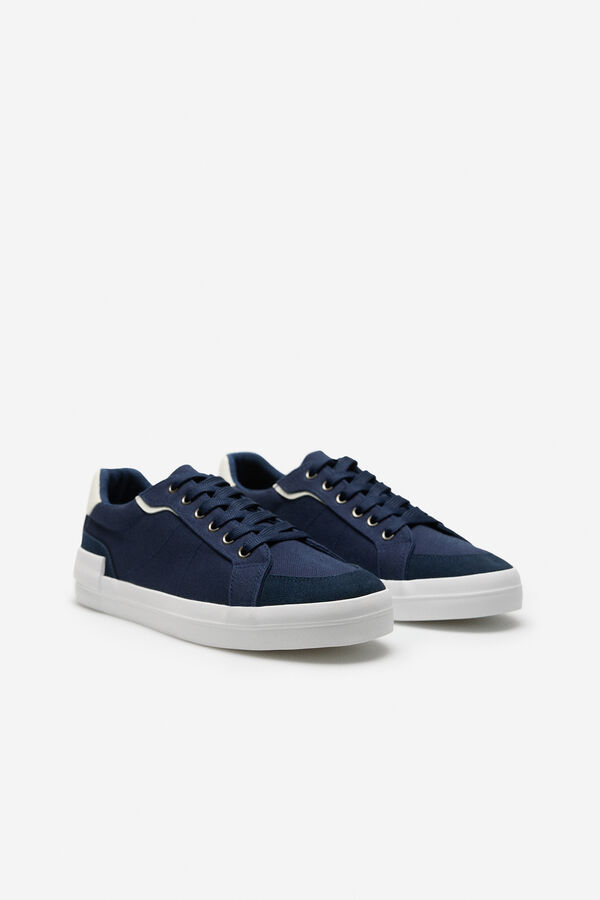 Cortefiel Zapatilla textil y piel Azul marino